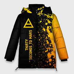 Куртка зимняя женская Thirty Seconds to Mars - gold gradient по-вертикал, цвет: 3D-черный