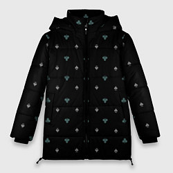 Куртка зимняя женская Карточные масти на чёрном фоне, цвет: 3D-черный