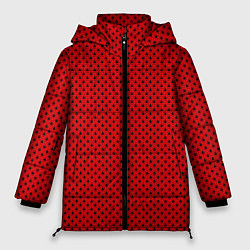 Куртка зимняя женская Красно-чёрный маленькие сердчеки, цвет: 3D-черный