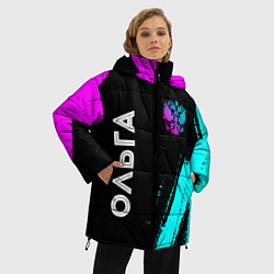 Куртка зимняя женская Ольга и неоновый герб России вертикально, цвет: 3D-черный — фото 2