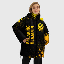 Куртка зимняя женская Breaking Benjamin - gold gradient вертикально, цвет: 3D-черный — фото 2