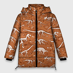 Куртка зимняя женская Скелеты динозавров, цвет: 3D-светло-серый