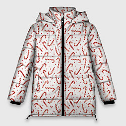 Куртка зимняя женская Caramel cane new years pattern, цвет: 3D-черный