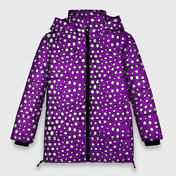 Куртка зимняя женская Белые пузырьки на фиолетовом фоне, цвет: 3D-светло-серый