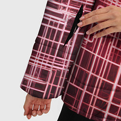 Куртка зимняя женская Красные неоновые полосы киберпанк, цвет: 3D-светло-серый — фото 2