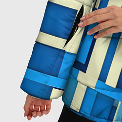 Куртка зимняя женская Полосы на синем фоне, цвет: 3D-светло-серый — фото 2