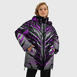 Куртка зимняя женская Киберпанк доспех фиолетовый, цвет: 3D-светло-серый — фото 2