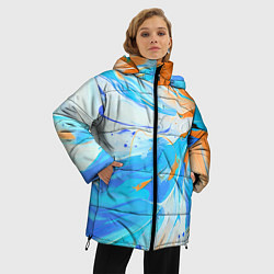 Куртка зимняя женская Голубая и оранжевая краска, цвет: 3D-красный — фото 2