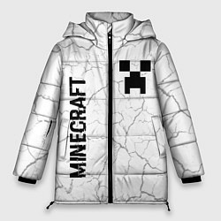 Куртка зимняя женская Minecraft glitch на светлом фоне вертикально, цвет: 3D-черный