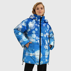 Куртка зимняя женская Декоративные снежинки на синем, цвет: 3D-черный — фото 2