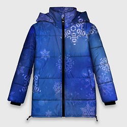 Куртка зимняя женская Декоративные снежинки на фиолетовом, цвет: 3D-черный