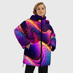 Куртка зимняя женская Неоновый узор неоновая волна, цвет: 3D-светло-серый — фото 2