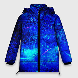 Куртка зимняя женская Синий лёд и снежинки, цвет: 3D-черный