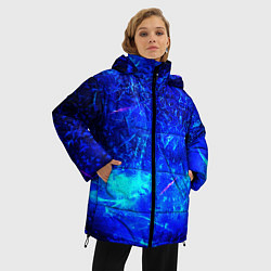 Куртка зимняя женская Синий лёд и снежинки, цвет: 3D-черный — фото 2