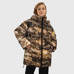 Куртка зимняя женская Текстура коры сосны, цвет: 3D-черный — фото 2
