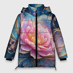 Куртка зимняя женская Цветок в космосе, цвет: 3D-светло-серый