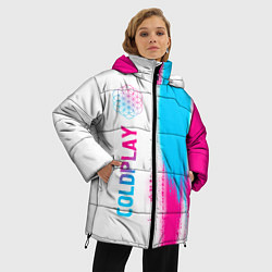 Куртка зимняя женская Coldplay neon gradient style по-вертикали, цвет: 3D-черный — фото 2