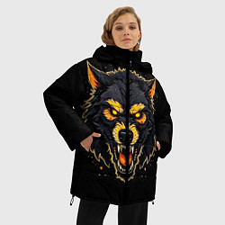 Куртка зимняя женская Волк чёрный хищник, цвет: 3D-черный — фото 2