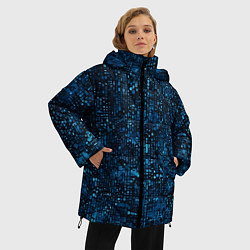 Куртка зимняя женская Синие точки на чёрном фоне, цвет: 3D-черный — фото 2