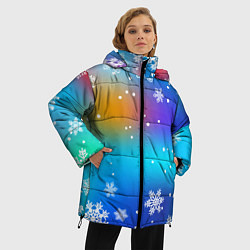 Куртка зимняя женская Снегопад на Новый год, цвет: 3D-красный — фото 2