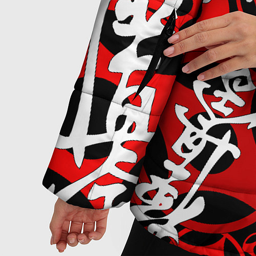 Женская зимняя куртка Карате киокушинкай лого паттерн / 3D-Светло-серый – фото 5