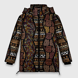 Куртка зимняя женская Волнистый этнический орнамент, цвет: 3D-светло-серый