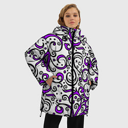 Куртка зимняя женская Фиолетовые кружевные узоры, цвет: 3D-красный — фото 2