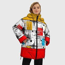Куртка зимняя женская Узор красного горчичного цвета, цвет: 3D-черный — фото 2