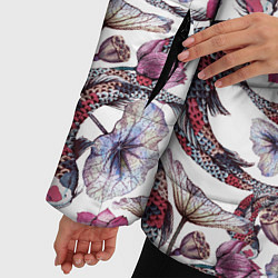 Куртка зимняя женская Карпы кои и лилии, цвет: 3D-черный — фото 2