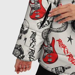 Куртка зимняя женская Музыкальный рокенрольный узор, цвет: 3D-черный — фото 2