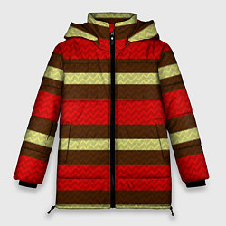 Куртка зимняя женская Плетёная текстура змеиной расцветки, цвет: 3D-светло-серый