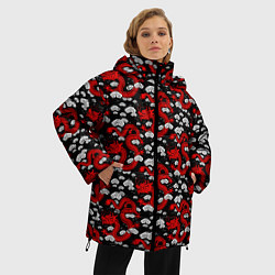 Куртка зимняя женская Красный дракон на черном фоне, цвет: 3D-красный — фото 2