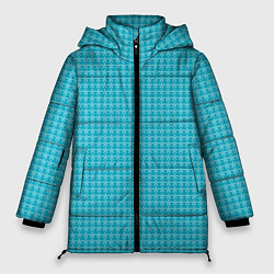 Куртка зимняя женская Мелкие снежинки паттерн голубой, цвет: 3D-светло-серый