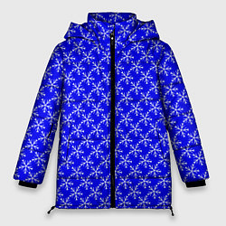 Куртка зимняя женская Паттерн снежинки синий, цвет: 3D-черный