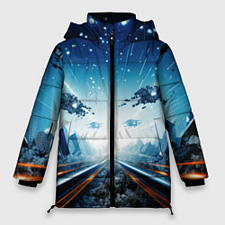 Куртка зимняя женская Космическая абстракция, цвет: 3D-красный