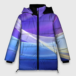 Куртка зимняя женская Фиолетовая и голубая абстракция, цвет: 3D-светло-серый