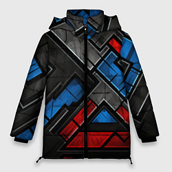 Куртка зимняя женская Темная абстракция из геометрических фигур, цвет: 3D-черный