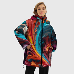 Куртка зимняя женская Красивый яркий узорчик, цвет: 3D-черный — фото 2