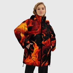 Куртка зимняя женская Пламя в темноте, цвет: 3D-красный — фото 2