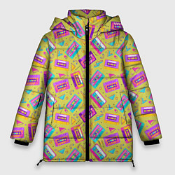 Куртка зимняя женская Магнитофонные кассеты, цвет: 3D-черный