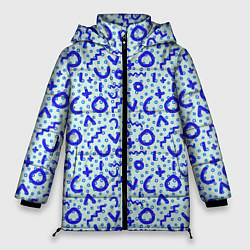 Куртка зимняя женская Синие каракули, цвет: 3D-черный