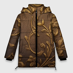 Куртка зимняя женская Золотые объемные узоры абстракт, цвет: 3D-красный
