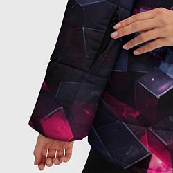 Куртка зимняя женская Фиолетовые кубы в фиолетовом дыме, цвет: 3D-черный — фото 2