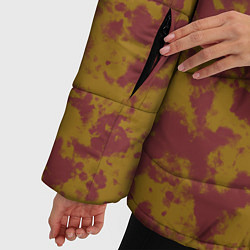 Куртка зимняя женская Бордово-горчичные пятна, цвет: 3D-черный — фото 2