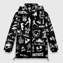 Куртка зимняя женская Fortnite alllogo black, цвет: 3D-светло-серый