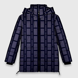 Куртка зимняя женская Тёмно-синий паттерн кружочки, цвет: 3D-черный
