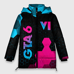 Куртка зимняя женская GTA 6 - neon gradient вертикально, цвет: 3D-черный