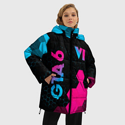 Куртка зимняя женская GTA 6 - neon gradient вертикально, цвет: 3D-черный — фото 2