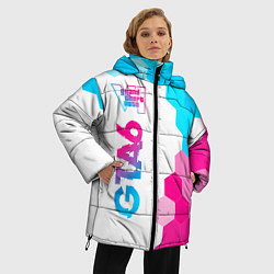 Куртка зимняя женская GTA6 neon gradient style по-вертикали, цвет: 3D-черный — фото 2
