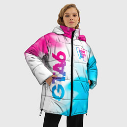 Куртка зимняя женская GTA6 neon gradient style вертикально, цвет: 3D-черный — фото 2